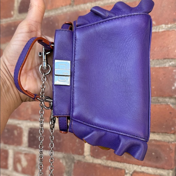 Fendi Mini Top-Handle Bag in Vivid Purple with Tan Accents - Picture 8 of 9